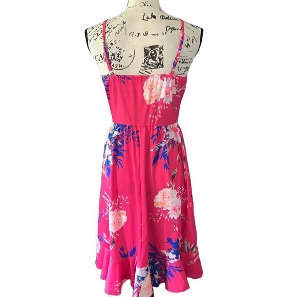 Ultranice hot pink floral assymetric sun dress NWT small - Picture 5 of 7